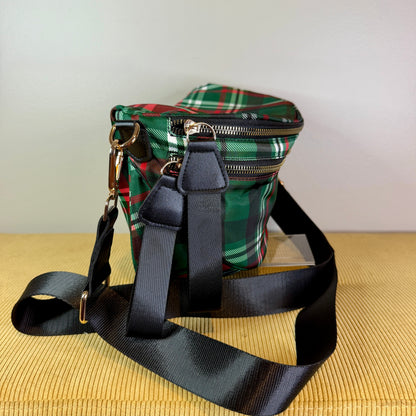 The Roni Nylon Crossbody - Green Plaid