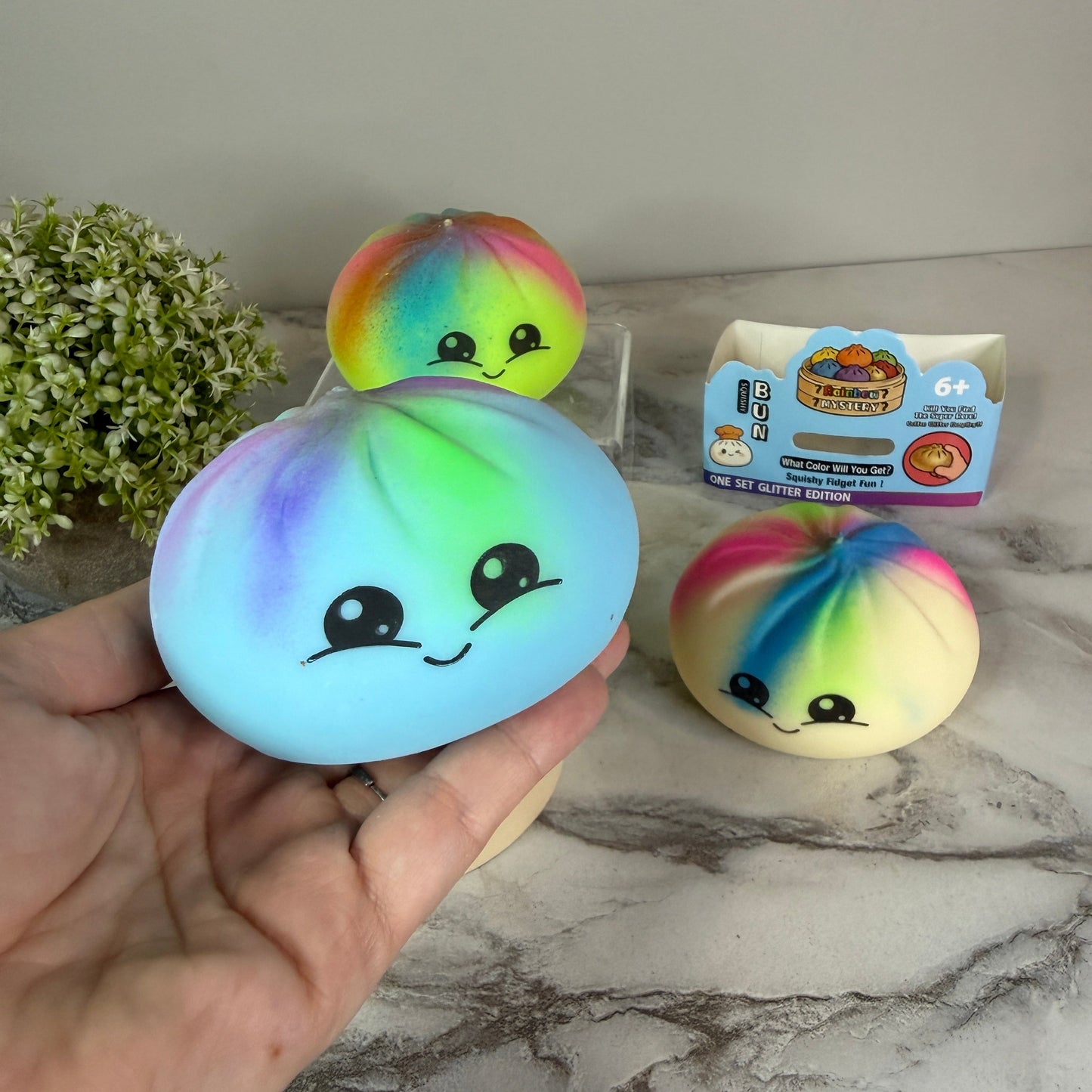Squishy Toy - Viral Dumpling, Multi Color Spray Paint  + New Face