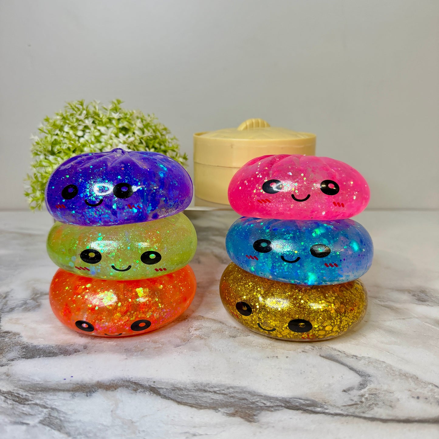 Squishy Toy - Viral Dumpling, Slow Rise Glitter - Purple