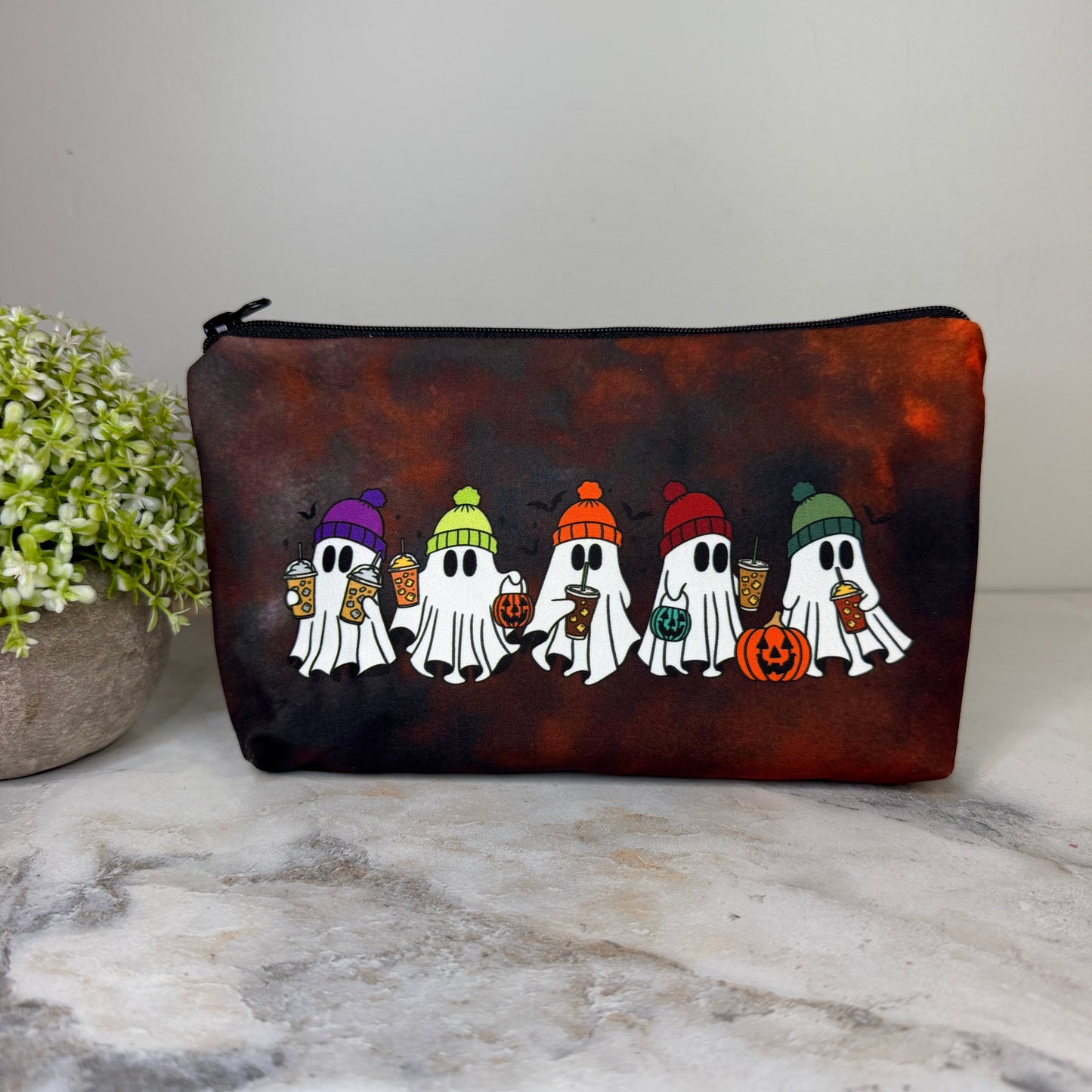 Pouch - Halloween Fall - Ghost Beanie Coffee