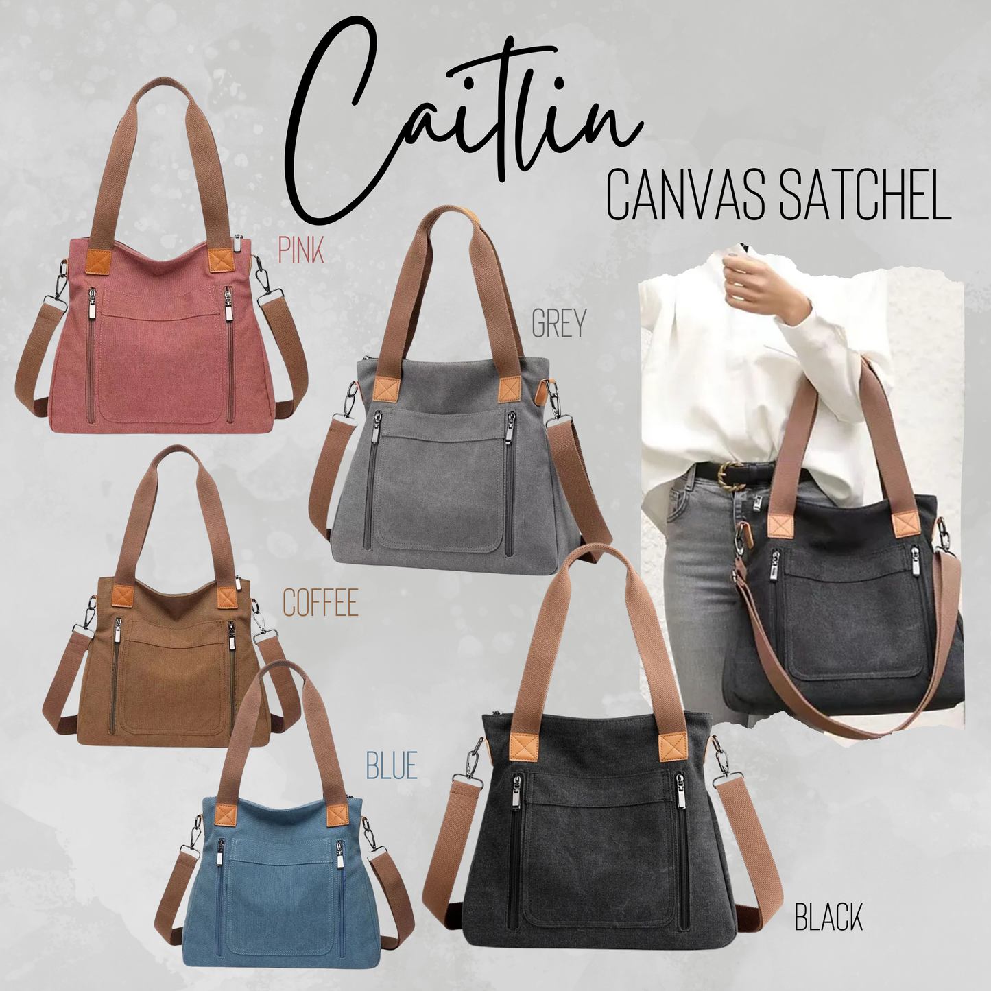 Mystery Stuffed Caitlin - Canvas Satchel