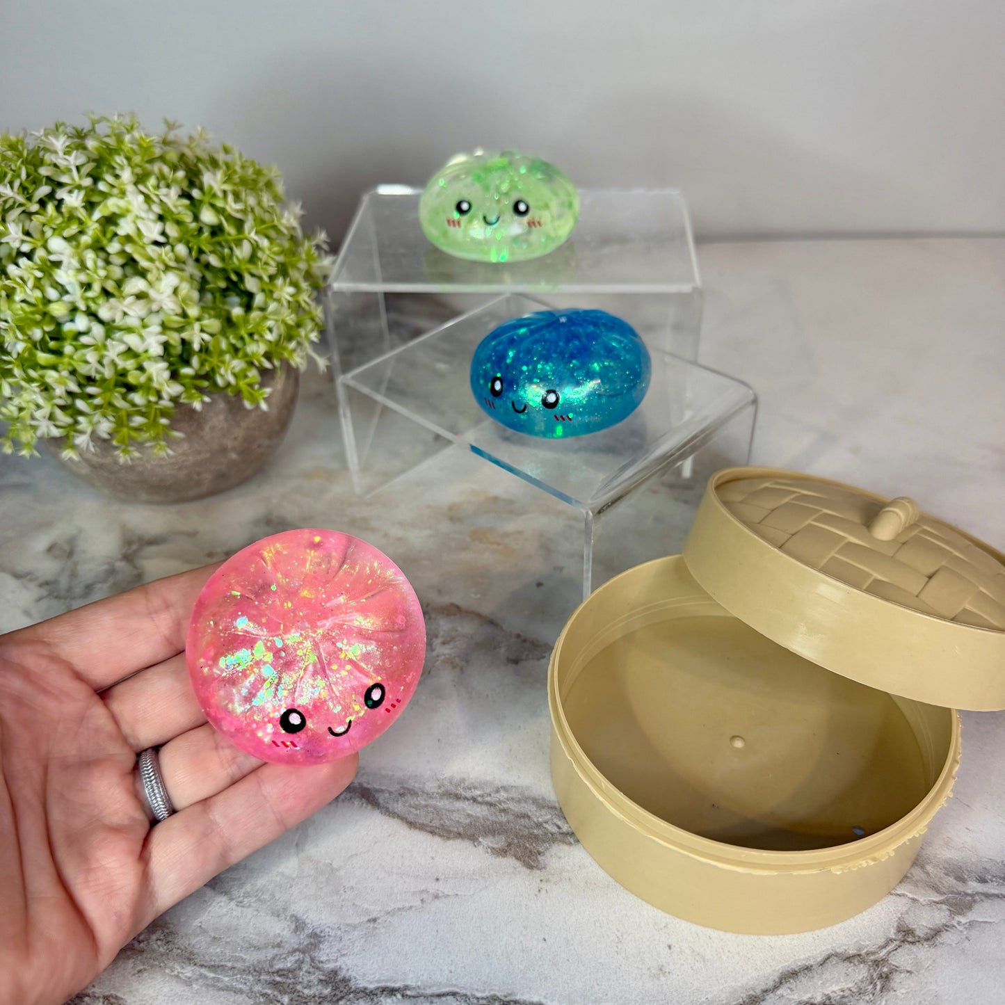 Squishy Toy - Mini Dumpling, Slow Rise Glitter - 3 PACK!
