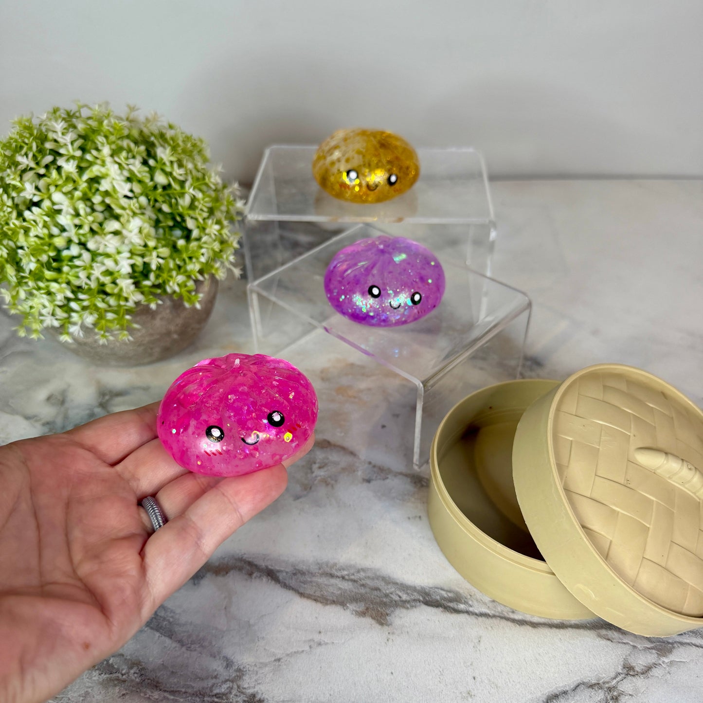 Squishy Toy - Mini Dumpling, Slow Rise Glitter - 3 PACK!