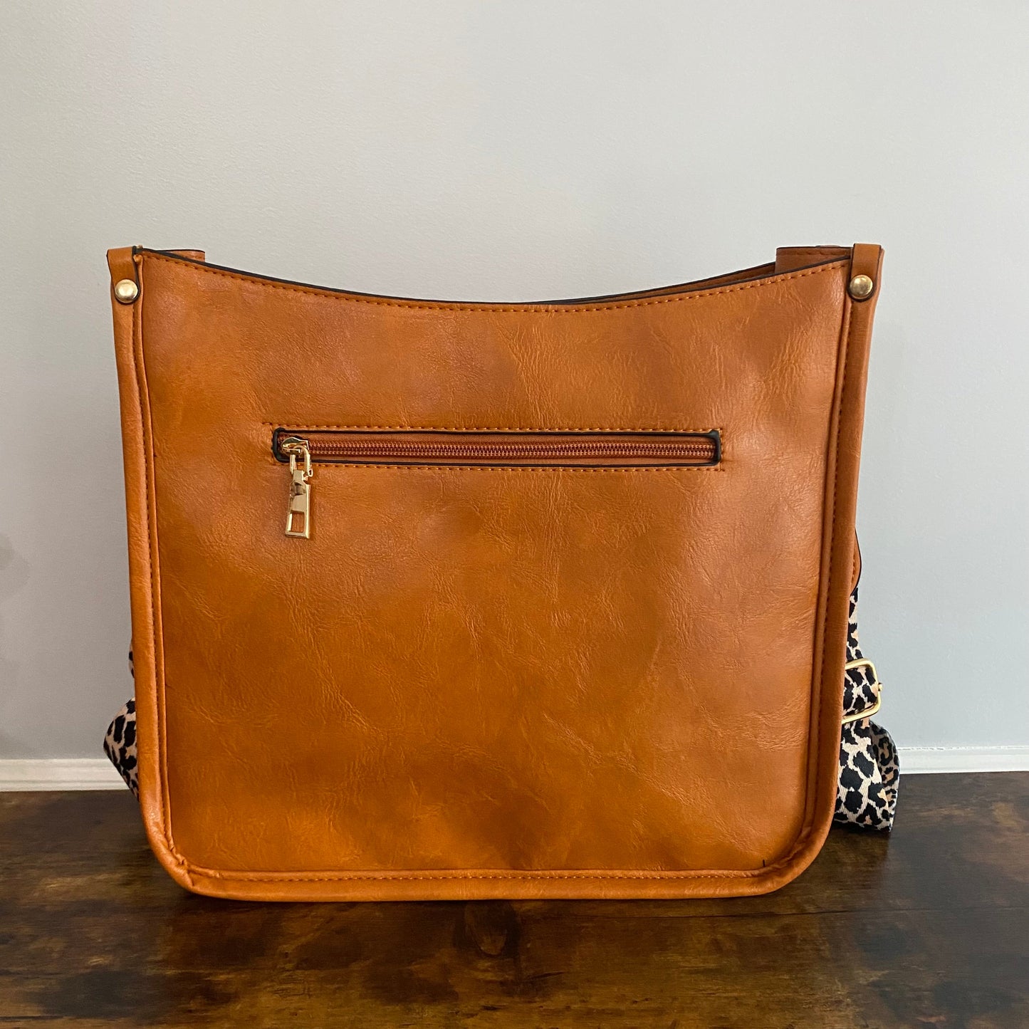 Aubree Crossbody Purse - Camel & Animal Print