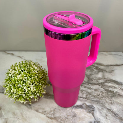 Tumbler 40oz - Built-In Straw Top - Hot Pink