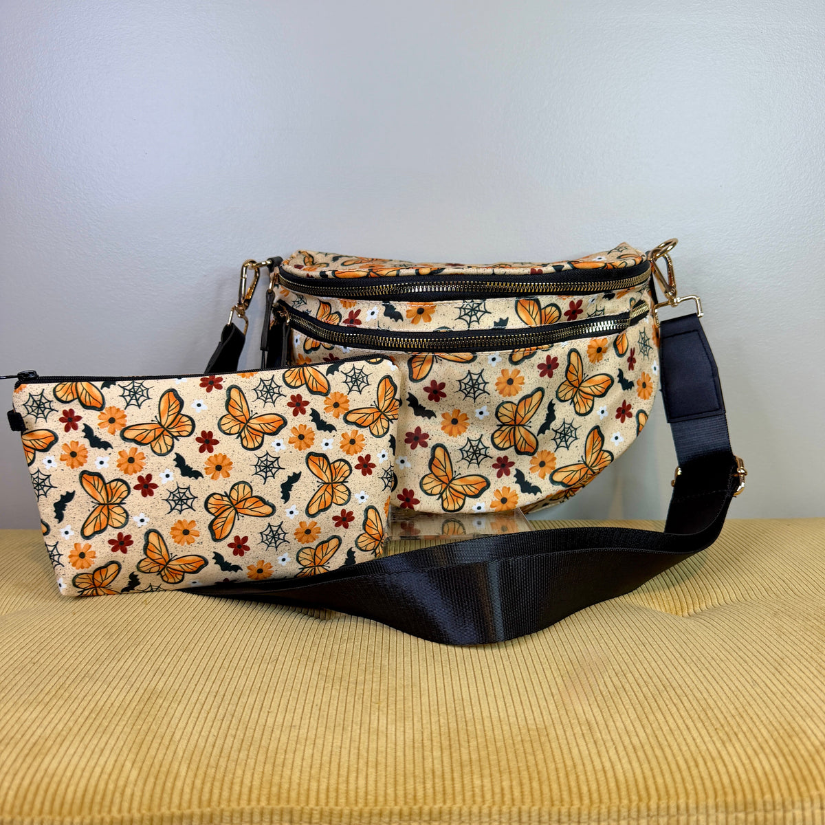 Bundled Set - Roni & Pouch - Halloween Fall Spiderweb Butterfly