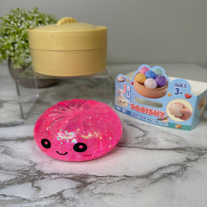 Squishy Toy - Viral Dumpling, Slow Rise Glitter - Pink