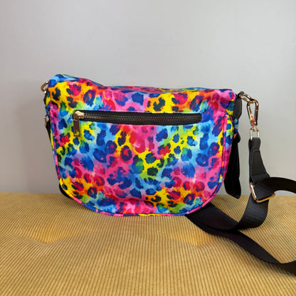 The Roni Nylon Crossbody - Bright Rainbow Animal Print