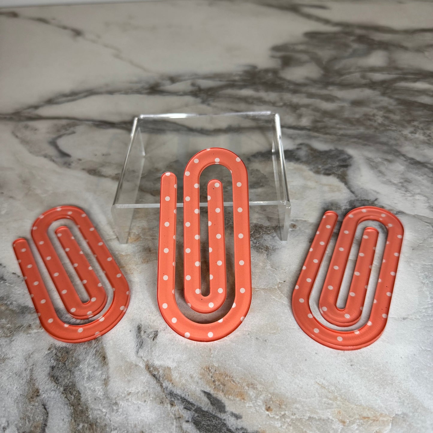 Jumbo Paperclip - Coral Polka Dot