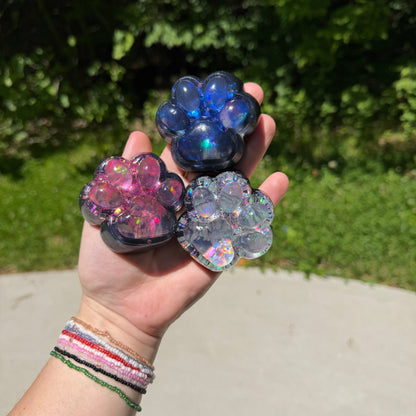 Squishy Toy - Paw Print, Galaxy Glitter
