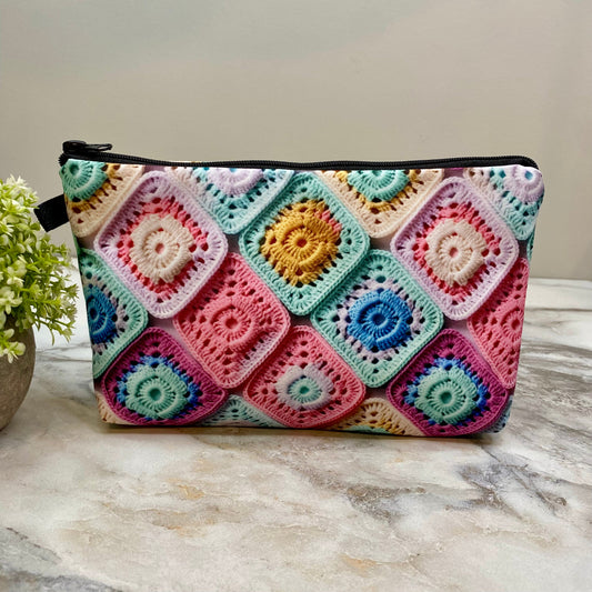 Pouch - Pastel Crochet Squares