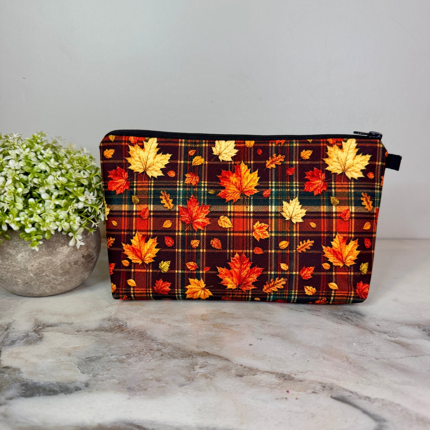 Pouch - Halloween Fall - Plaid Leaves