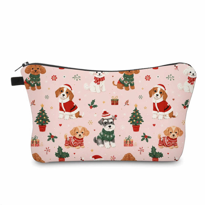 Pouch - Christmas Winter - Dogs on Pink