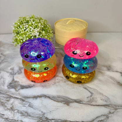 Squishy Toy - Viral Dumpling, Slow Rise Glitter - Pink