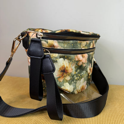 The Roni Nylon Crossbody - Floral Green Magnolia