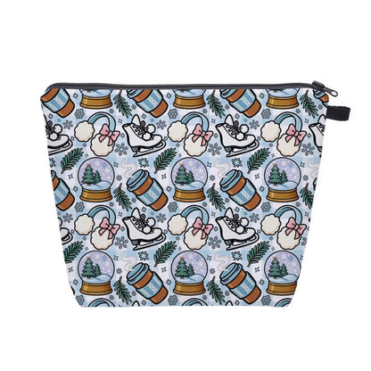 Pouch XL - Christmas Light Blue Snow Globe Ice Skate