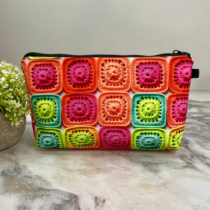 Pouch - Neon Crochet Square