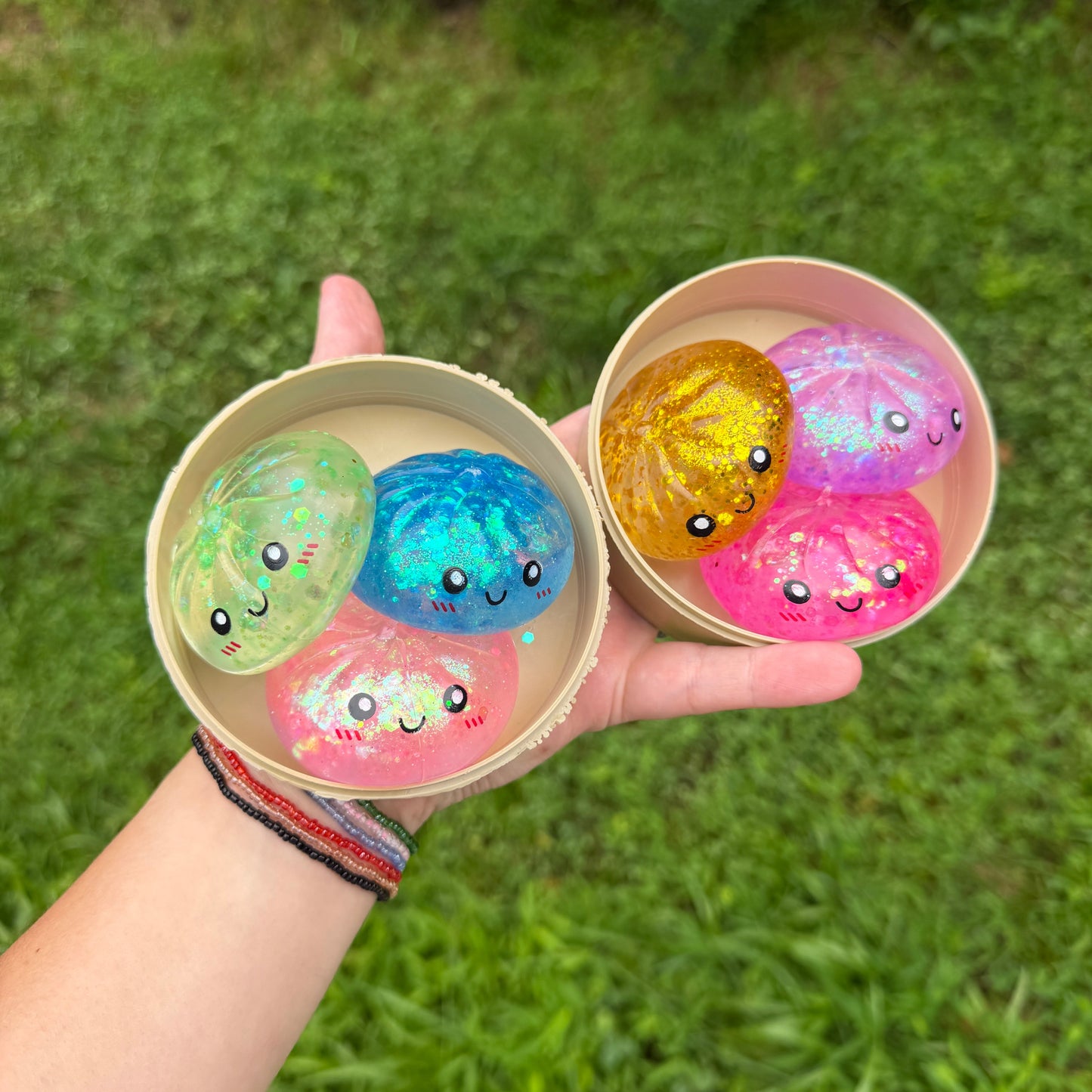 Squishy Toy - Mini Dumpling, Slow Rise Glitter - 3 PACK!