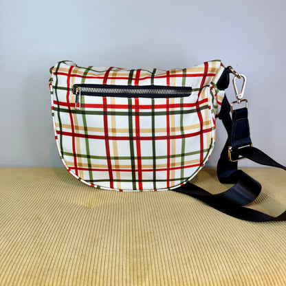 The Roni Nylon Crossbody - Cream Plaid