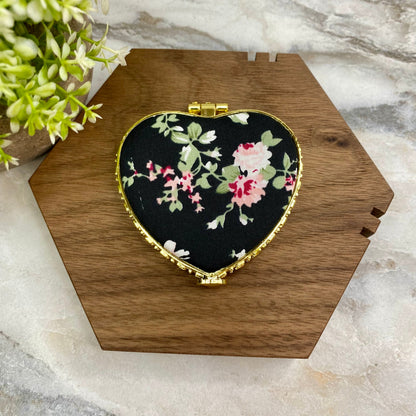 Compact Mirror - Black Floral (by shape)