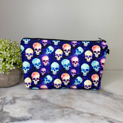 Pouch - Halloween Fall - Purple Blue Skull