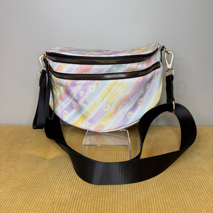 The Roni Nylon Crossbody - Pastel Stripe Daisy Floral