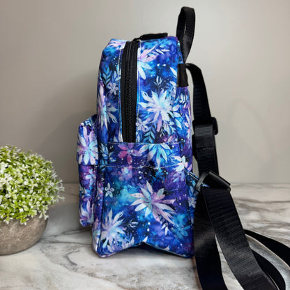 Mini Backpack - Christmas Blue Purple Snowflake