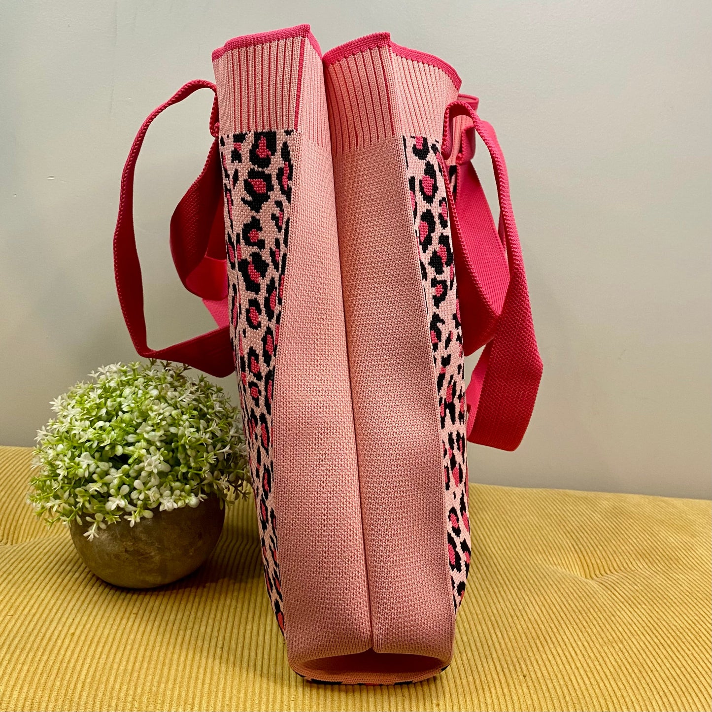 Tote Sweater Bag - Animal Print - Pink