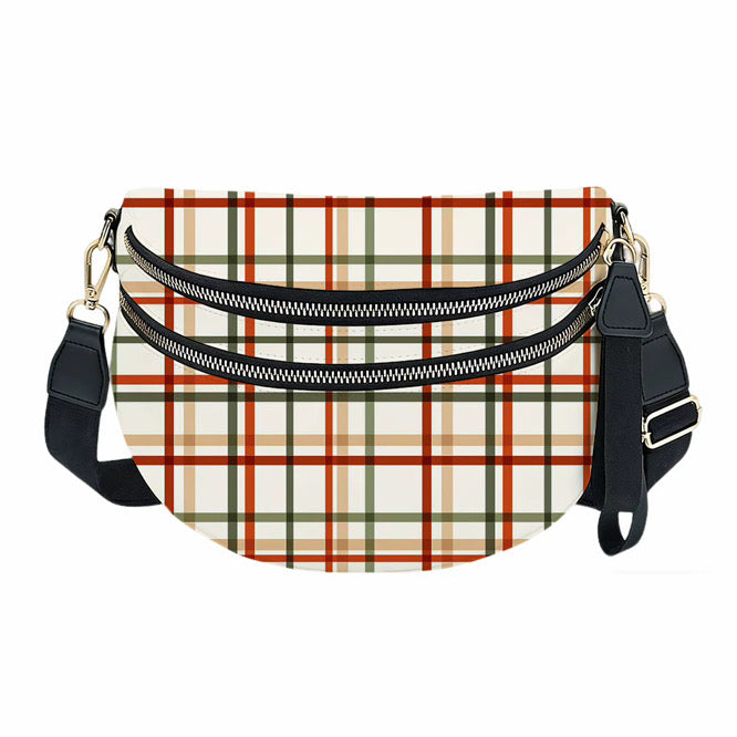 The Roni Nylon Crossbody - Cream Plaid