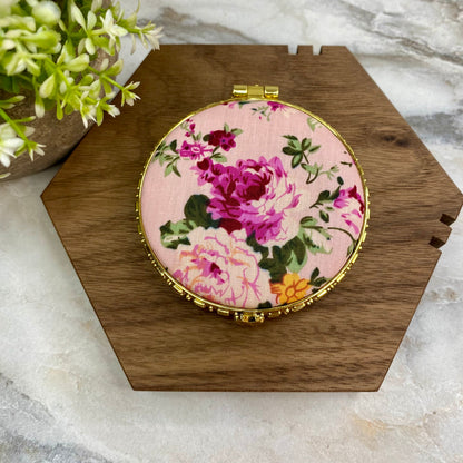 Compact Mirror - Pink Floral (by shape)