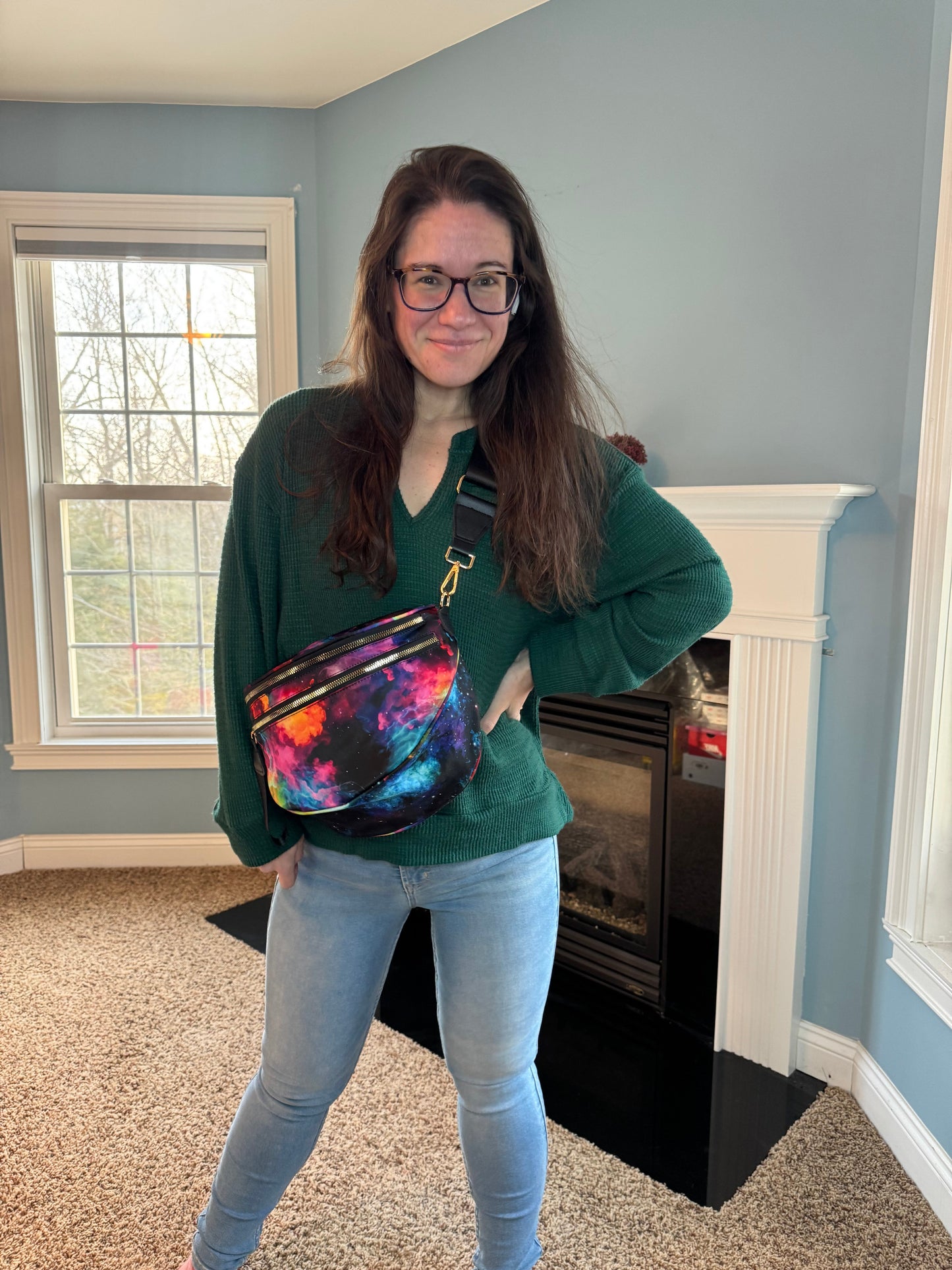 The Roni Nylon Crossbody - Pink Orange Galaxy