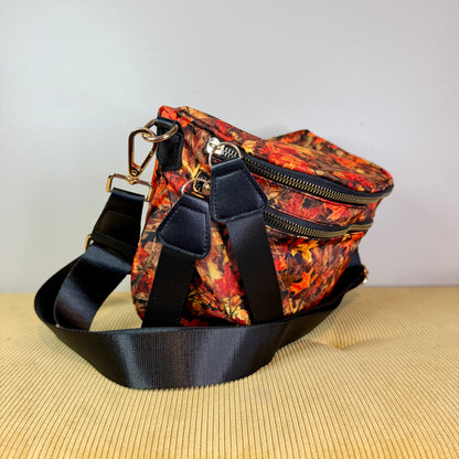 The Roni Nylon Crossbody - Camo Leaves Orange