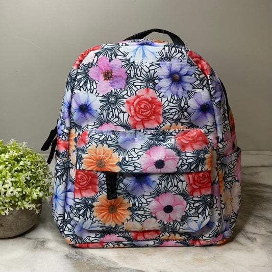 Mini Backpack - Floral Black & White