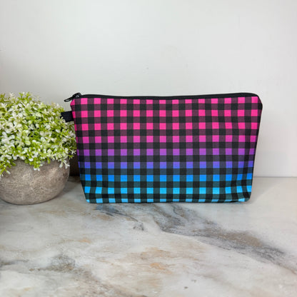 Pouch - Plaid Black & Ombre Pink Purple Blue