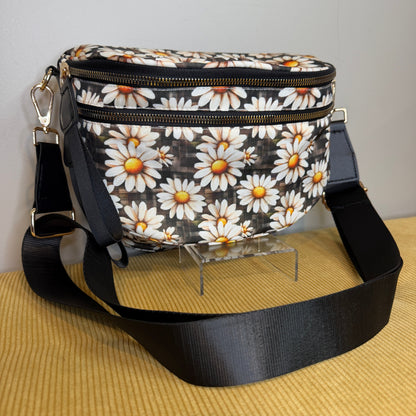 The Roni Nylon Crossbody - Floral Brown Gingham Daisy
