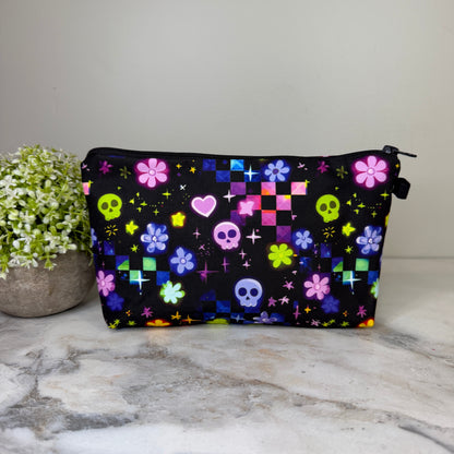 Pouch - Halloween Fall - Skull Check Floral Star