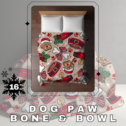 Blanket Christmas #16 - Dog Paw Bone & Bowl - PREORDER