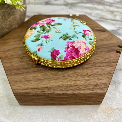 Compact Mirror - Blue Floral (by shape)