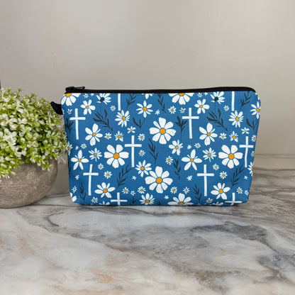 Pouch - Religious, Floral Cross
