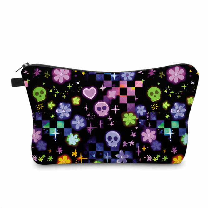 Pouch - Halloween Fall - Skull Check Floral Star