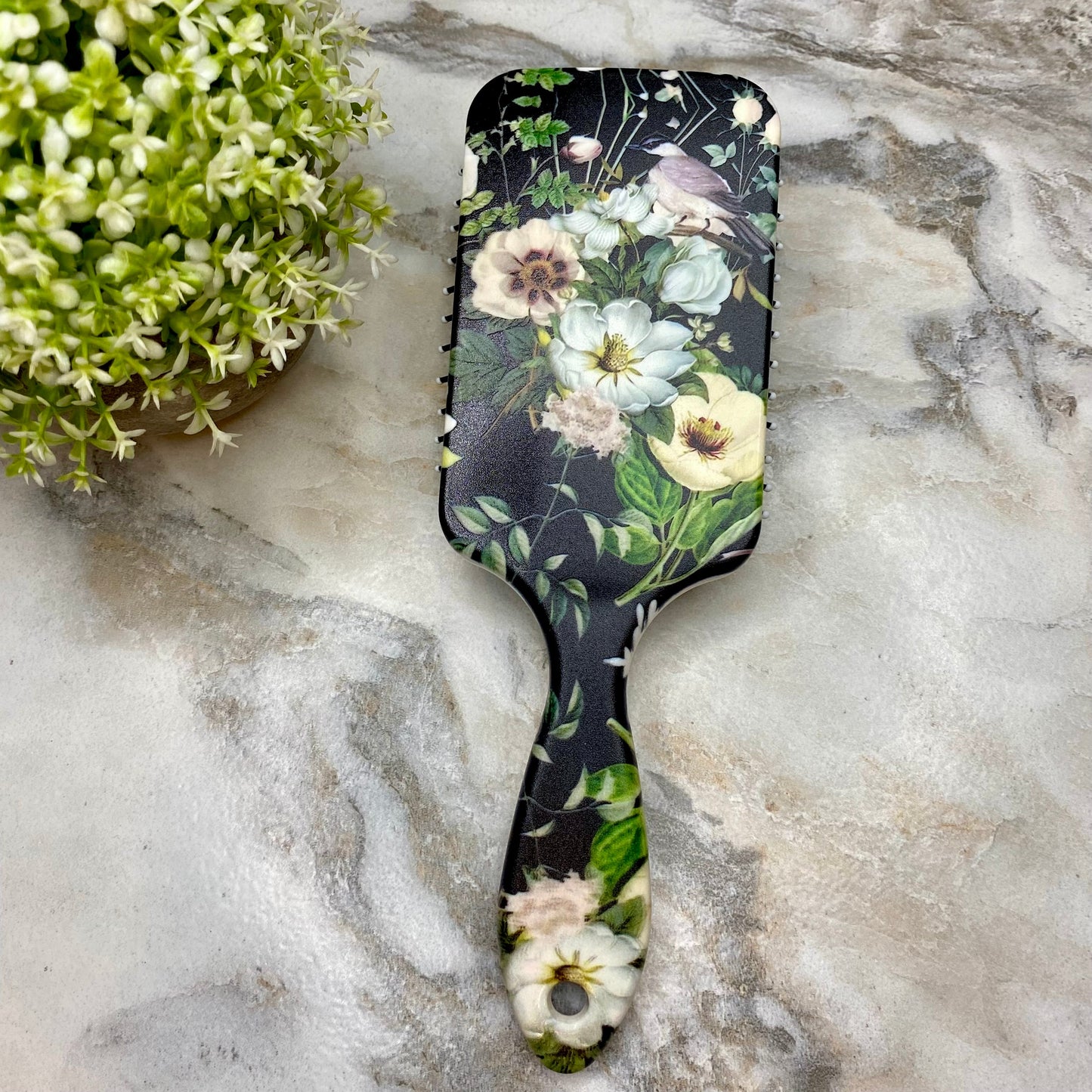 Hair Brush - Black Floral