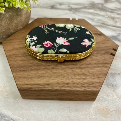 Compact Mirror - Black Floral (by shape)