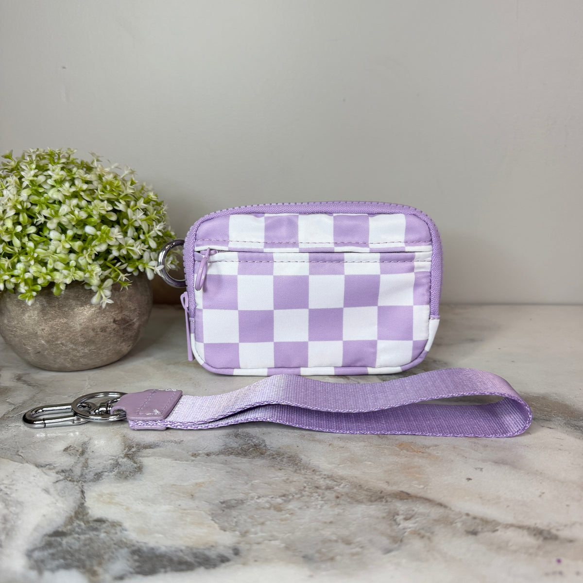 Rue - Nylon Wristlet Wallet - Lavender Check