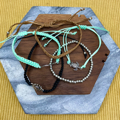 Bracelet Pack - Adjustable String Mint Silver