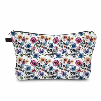 Pouch - Halloween Fall - Floral Skull on White