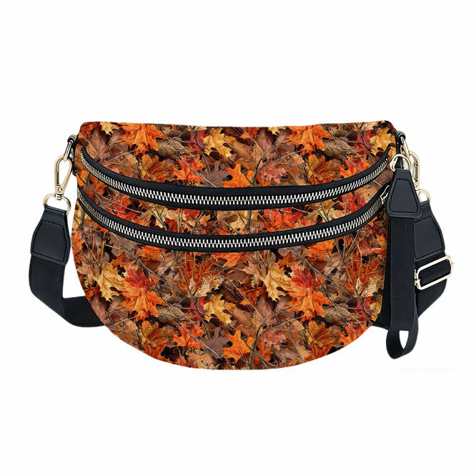 The Roni Nylon Crossbody - Camo Leaves Orange
