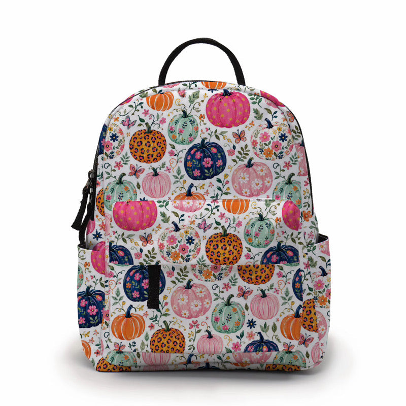 Mini Backpack - Halloween Fall - Floral Pumpkins - PREORDER