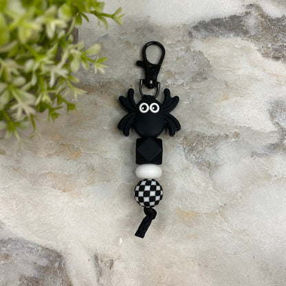 Keychain - Silicone Bead - Black Spider