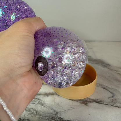 Squishy Toy - Viral Dumpling, Purple Glitter + Water Beads