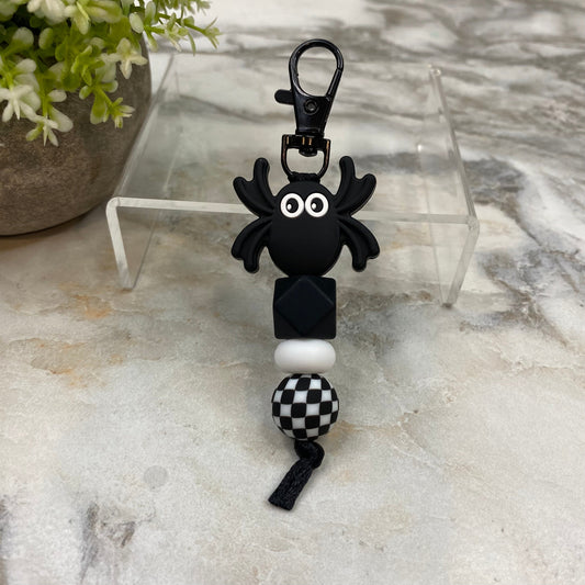 Keychain - Silicone Bead - Black Spider